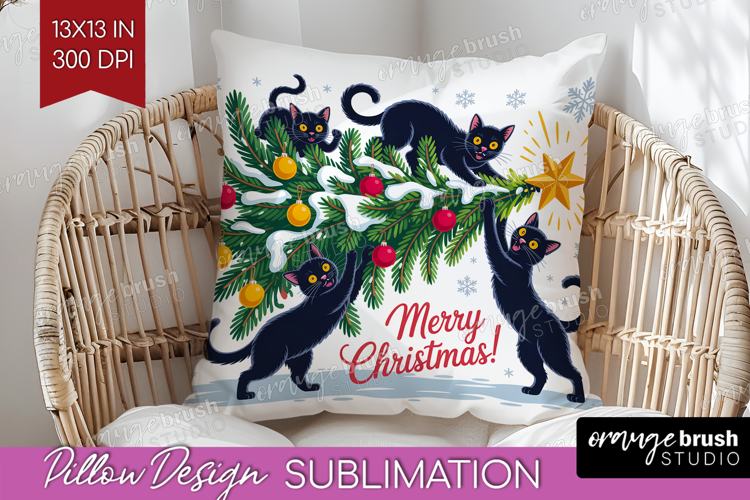 Funny Cats Xmas Pillow Sublimation Christmas Pillow Cover