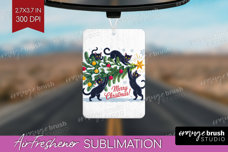 Funny Cats Xmas Air Freshener PNG Christmas PNG Sublimation