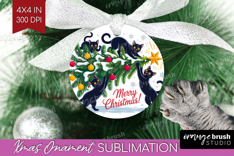 Funny Cats Xmas Ornament PNG Christmas PNG Sublimation