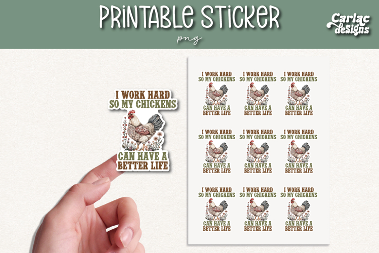 Funny Chicken Printable Sticker Sheet PNG