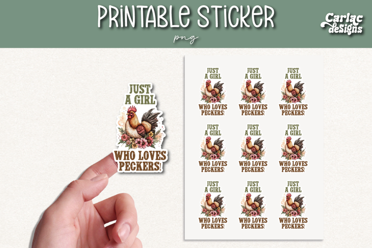 Funny Chicken Printable Sticker Sheet PNG