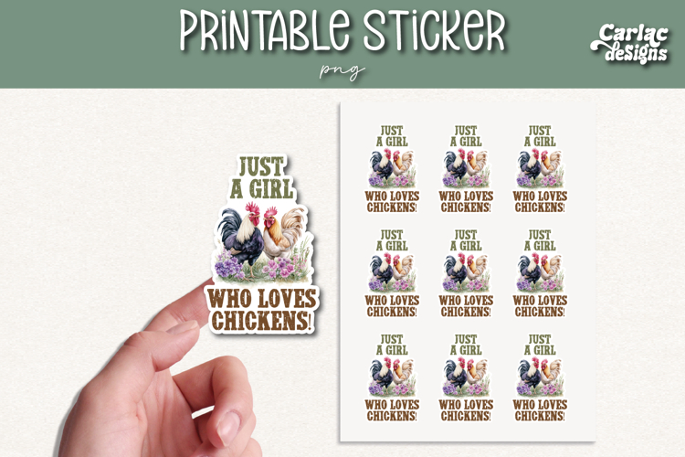 Funny Chicken Printable Sticker Sheet PNG