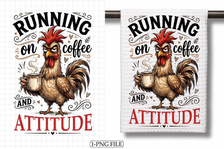 Funny Chicken Towel Design Sublimation example image 1