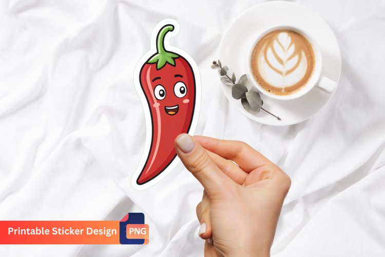 Funny Chili Sticker, Chili Pepper Art, Funny Food Sticker example image 1