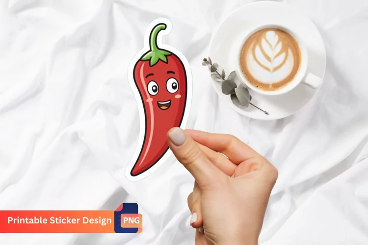 Funny Chili Sticker, Chili Pepper Art, Funny Food Sticker