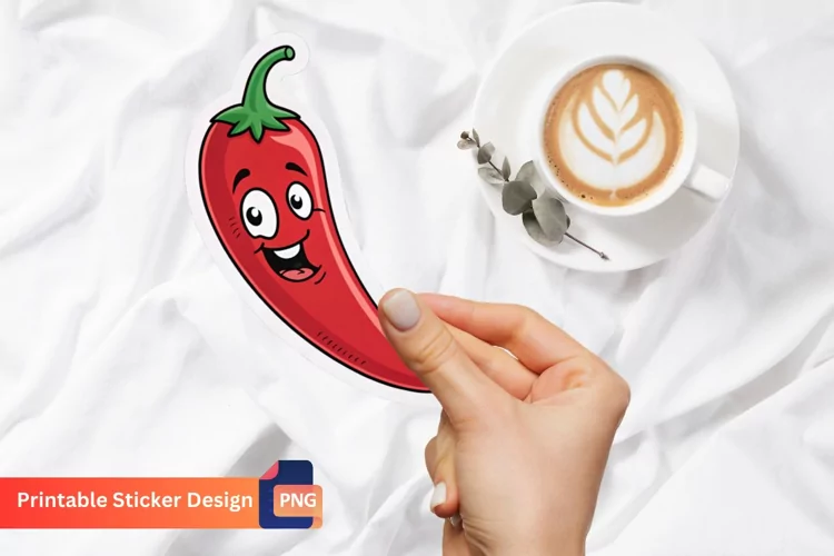 Funny Chili Sticker, Chili Pepper Art, Funny Food Sticker