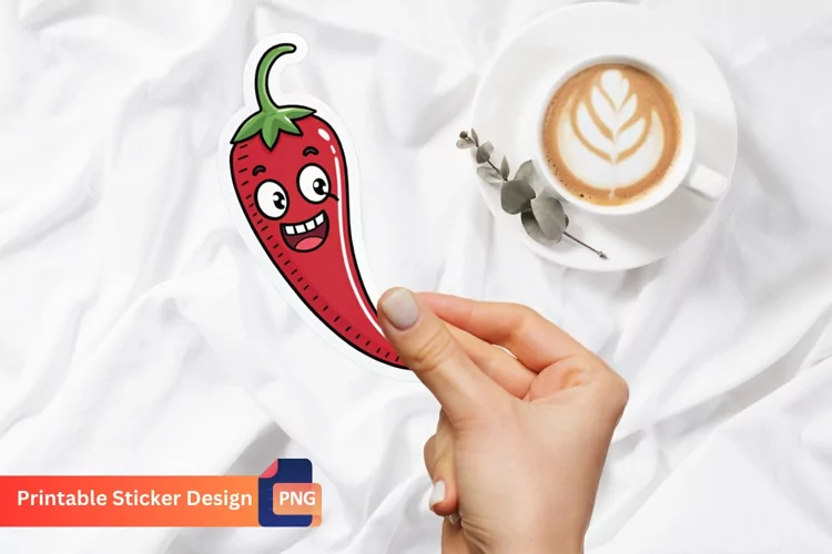 Funny Chili Sticker, Chili Pepper Art, Funny Food Sticker
