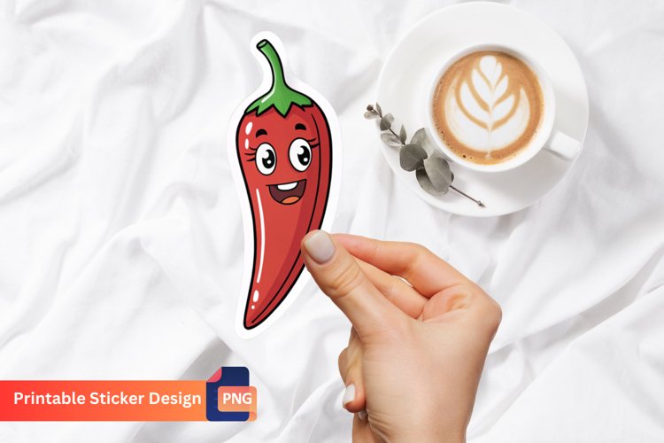 Funny Chili Sticker, Chili Pepper Art, Funny Food Sticker example image 1