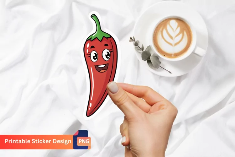 Funny Chili Sticker, Chili Pepper Art, Funny Food Sticker