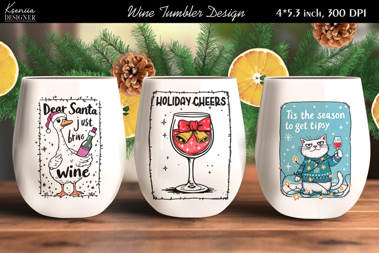 Funny Cozy Christmas Wine Tumbler| Holiday Cheers|Goose|Cat
