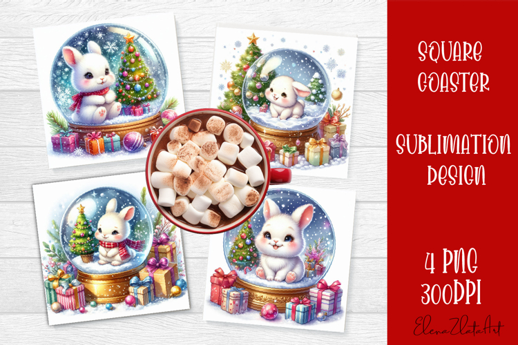 Funny Christmas Coaster Design | animal Square Coaster