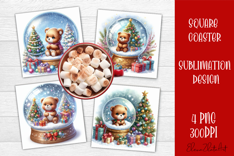 Funny Christmas Coaster Design | animal Square Coaster