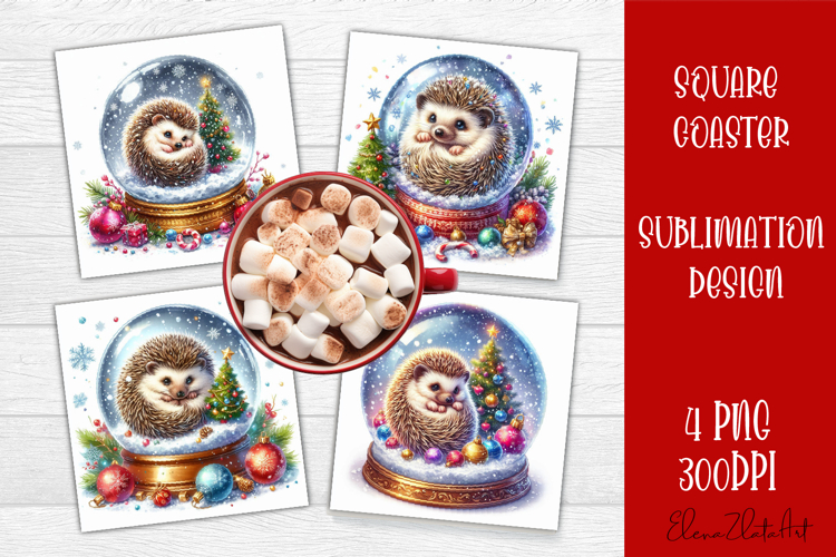 Funny Christmas Coaster Design | animal Square Coaster