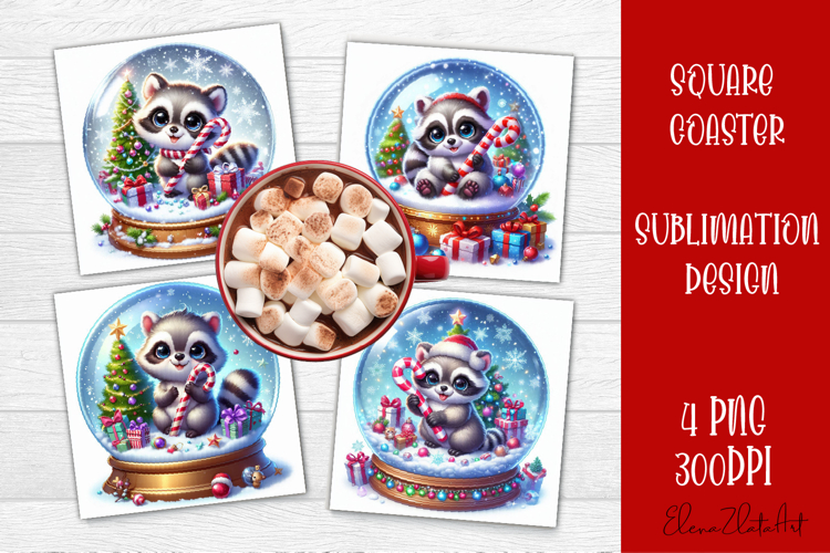 Funny Christmas Coaster Design | animal Square Coaster
