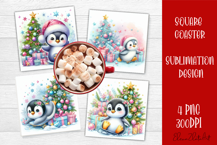 Funny Christmas Coaster Design | animal Square Coaster