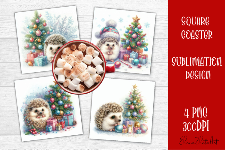 Funny Christmas Coaster Design | animal Square Coaster