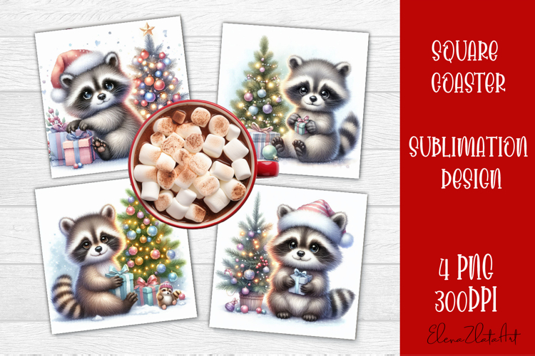 Funny Christmas Coaster Design | animal Square Coaster