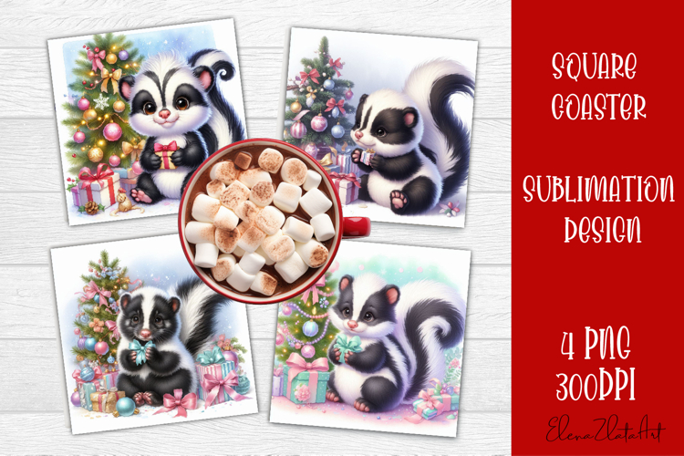 Funny Christmas Coaster Design | animal Square Coaster
