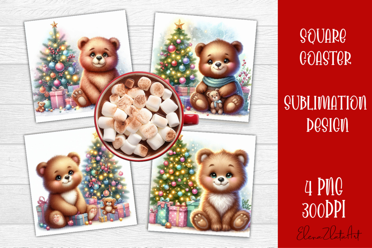 Funny Christmas Coaster Design | animal Square Coaster