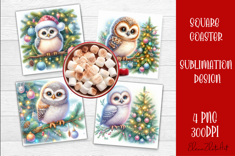 Funny Christmas Coaster Design | animal Square Coaster