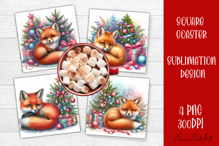 Funny Christmas Coaster Design | animal Square Coaster