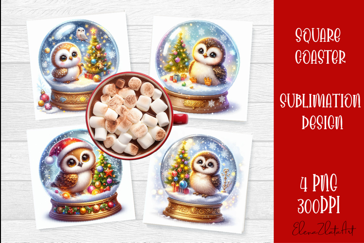 Funny Christmas Coaster Design | animal Square Coaster