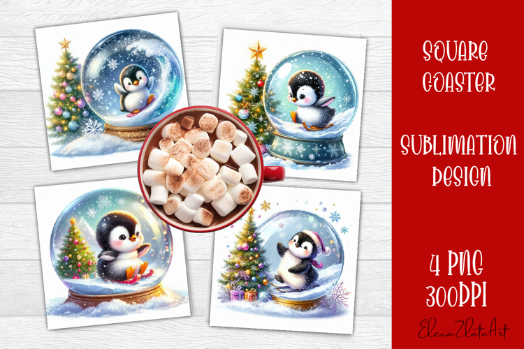 Funny Christmas Coaster Design | animal Square Coaster