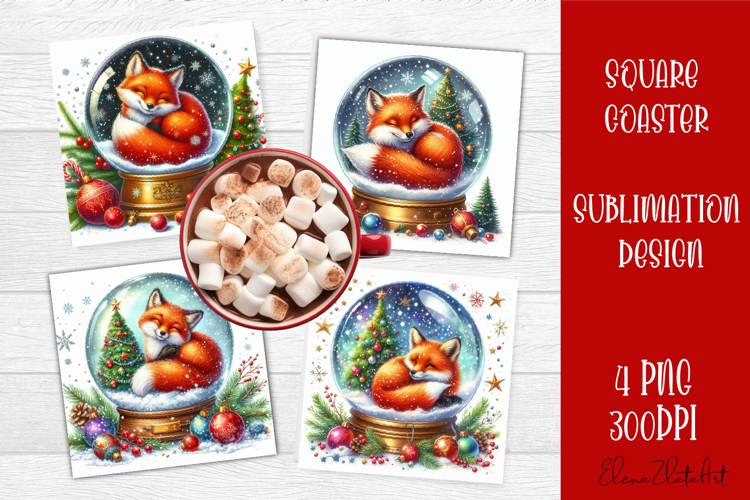 Funny Christmas Coaster Design | animal Square Coaster