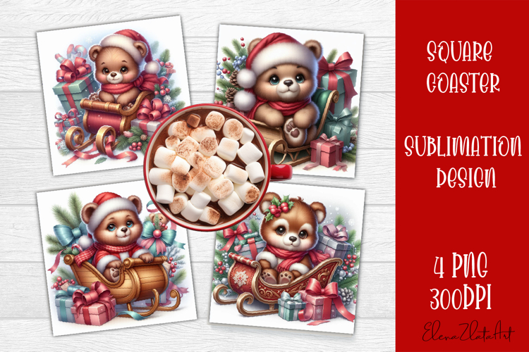 Funny Christmas Coaster Design | animal Square Coaster