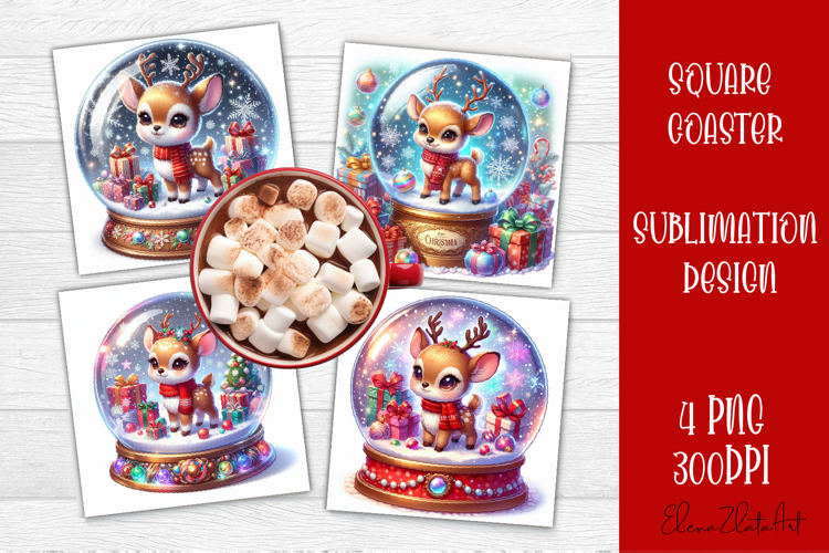 Funny Christmas Coaster Design | animal Square Coaster