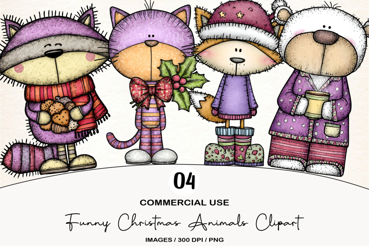Funny Christmas Animals Clipart