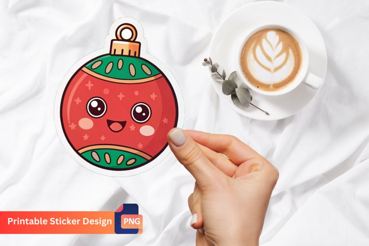 Funny Christmas Ball Sticker, Christmas Ornament Sticker