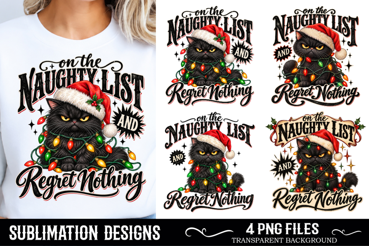 Funny Christmas Black Cat PNG