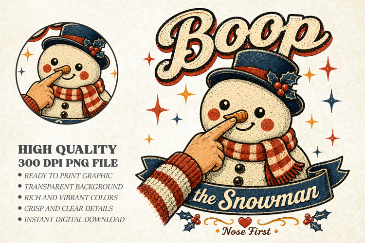 Funny Christmas Boop the Snowman PNG