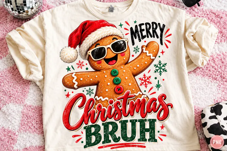 Funny Christmas Bruh Gingerbread Man PNG