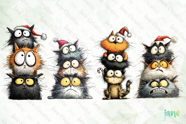 Funny Christmas Cats Clipart