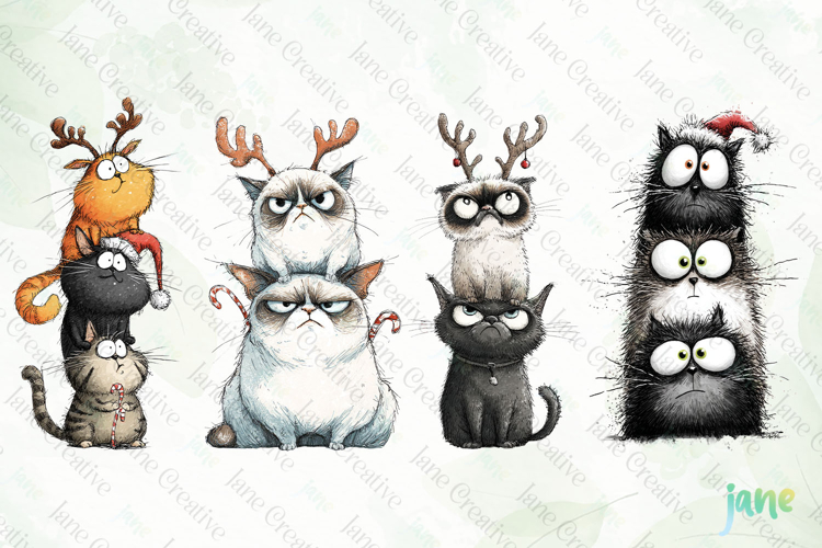Funny Christmas Cats Clipart