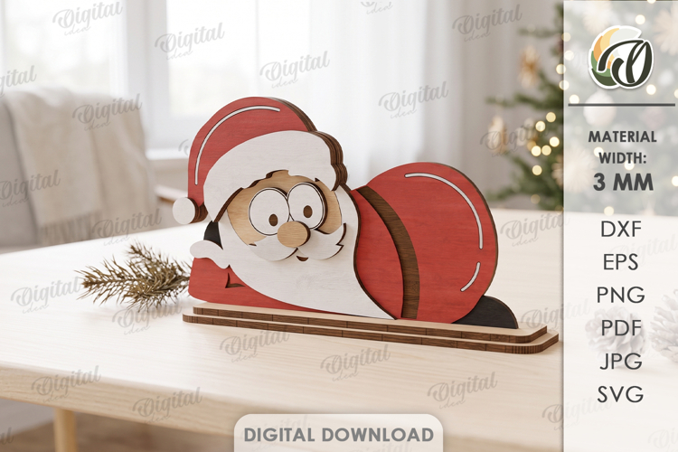 Funny Christmas Santa Claus Laser Cut. Christmas Stand Decor