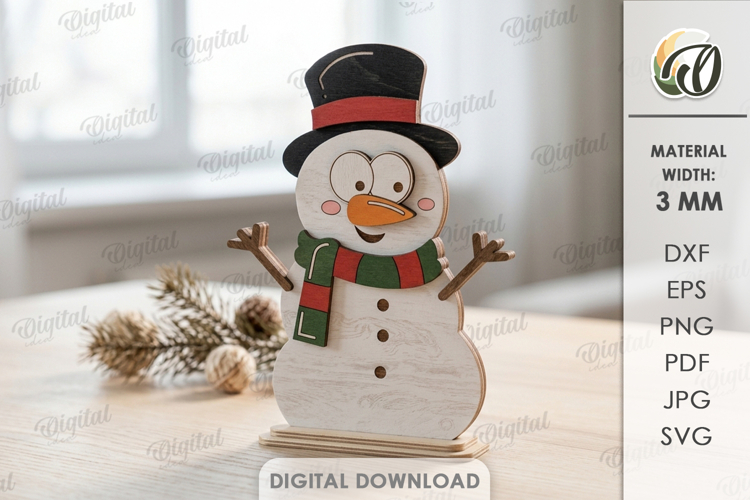 Funny Christmas Snowman Laser Cut. Christmas Stand Decor SVG