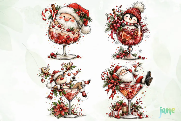 Funny Christmas Cocktail Clipart
