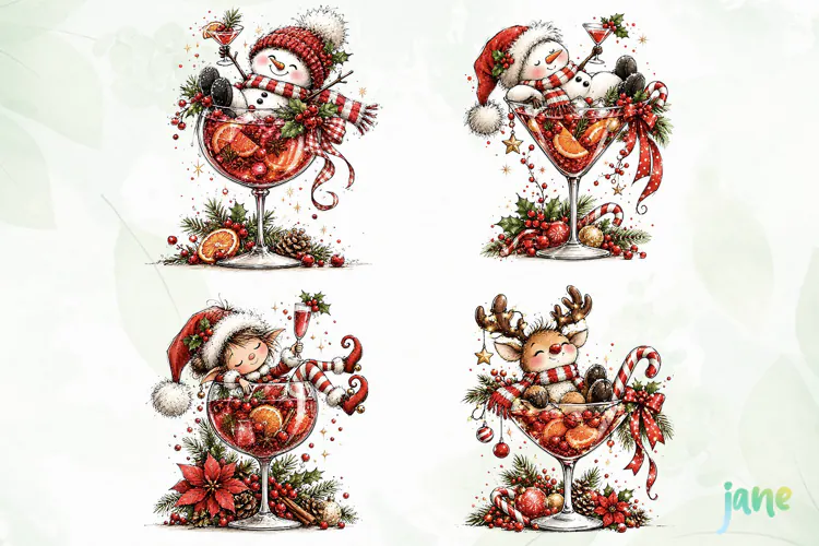 Funny Christmas Cocktail Clipart
