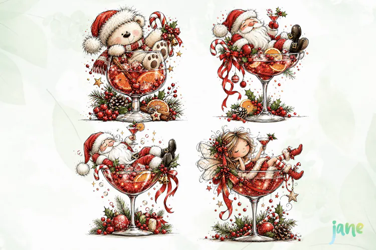 Funny Christmas Cocktail Clipart