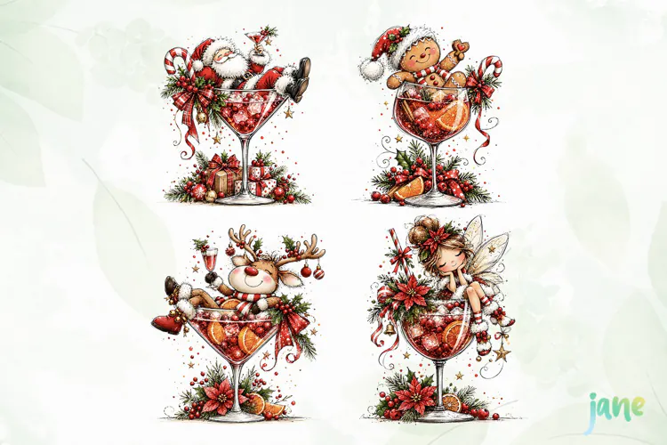 Funny Christmas Cocktail Clipart