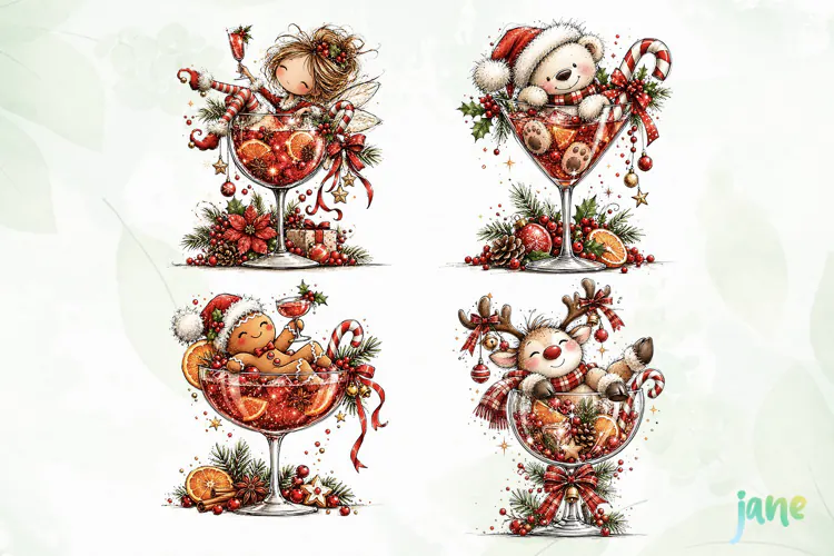 Funny Christmas Cocktail Clipart