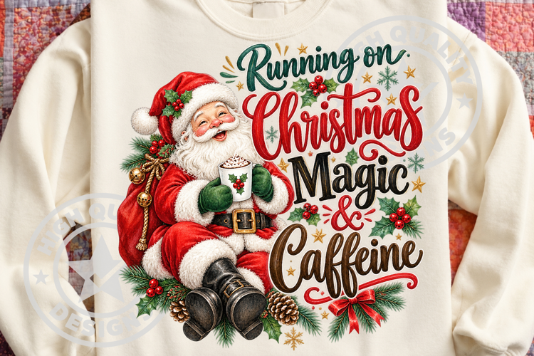 Funny Christmas Coffee Lover Santa PNG