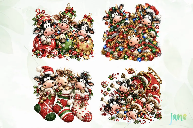 Funny Christmas Cow