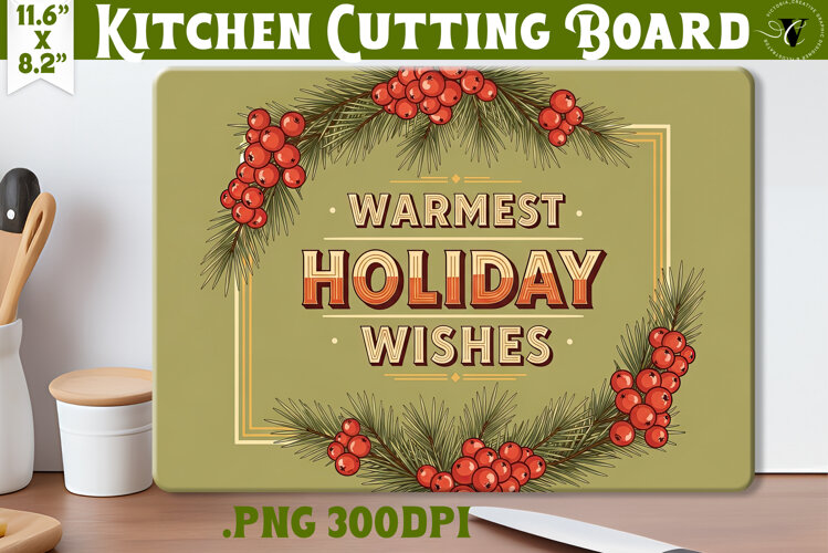 Kitchen Cutting Board | Funny retro Christmas Cutting Board example image 1
