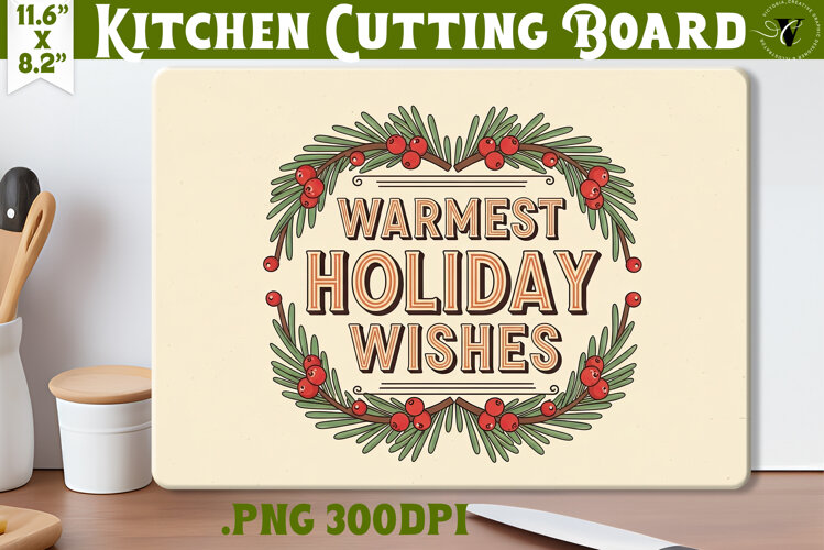 Kitchen Cutting Board | Funny retro Christmas Cutting Board example image 1