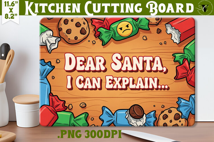 Kitchen Cutting Board | Funny retro Christmas Cutting Board example image 1