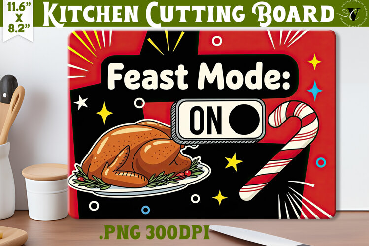 Kitchen Cutting Board | Funny retro Christmas Cutting Board example image 1